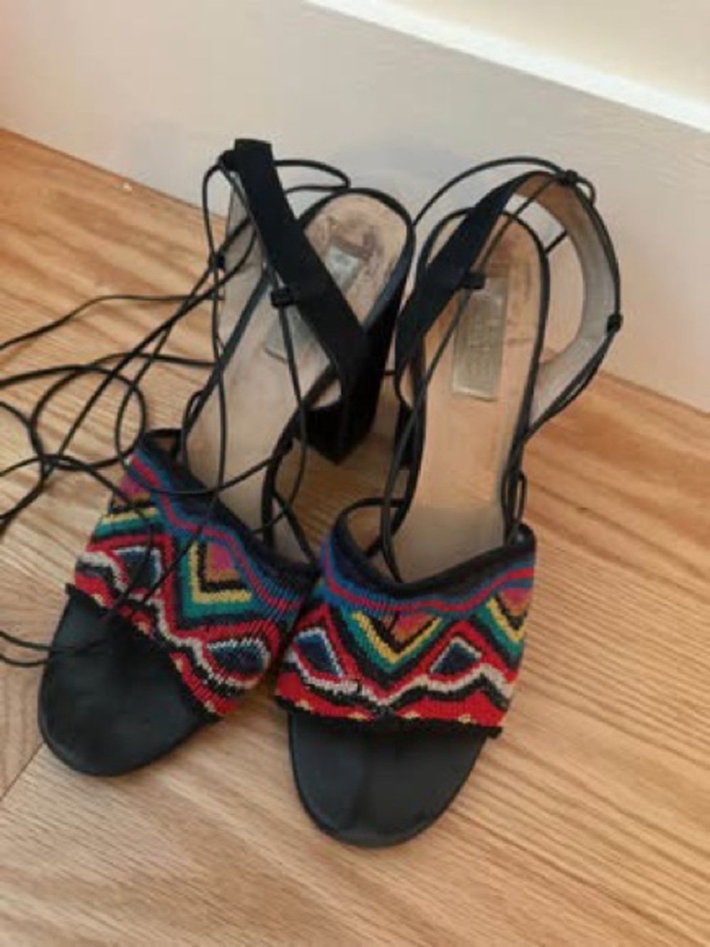 Valentino Beaded Lace-Up Sandals